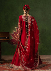 Nuray crimson round ghera shirt detail - Kanwal Malik luxury pret