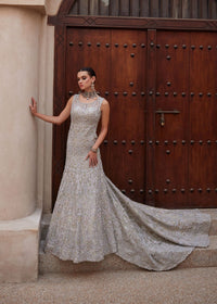 Odissa nude silver embellishment bodice detail - Kanwal Malik bridal couture