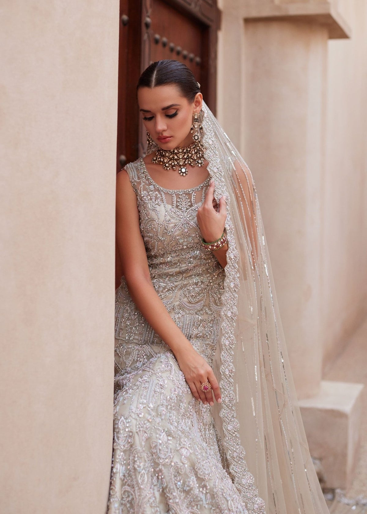 Odissa nude bridal side view - Kanwal Malik bridal couture