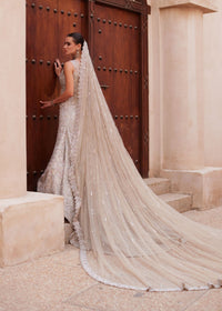Odissa nude sheer veil silver threadwork detail - Kanwal Malik bridal couture