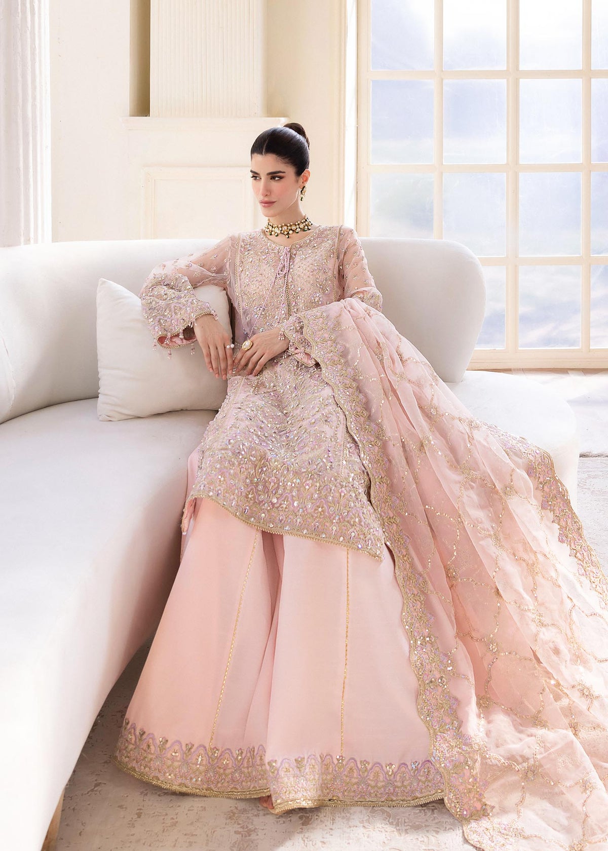 Orchid pink ensemble back view - Kanwal Malik