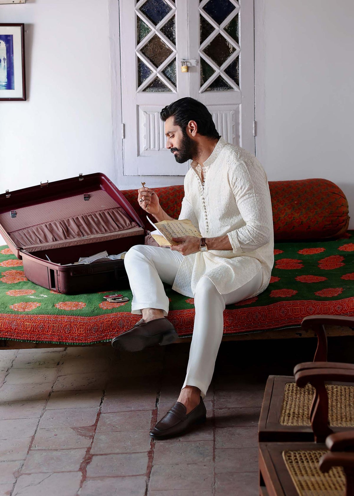 Raamis off-white back view - Kanwal Malik menswear