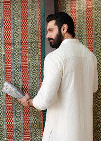 Raamis off-white trouser detail - Kanwal Malik menswear