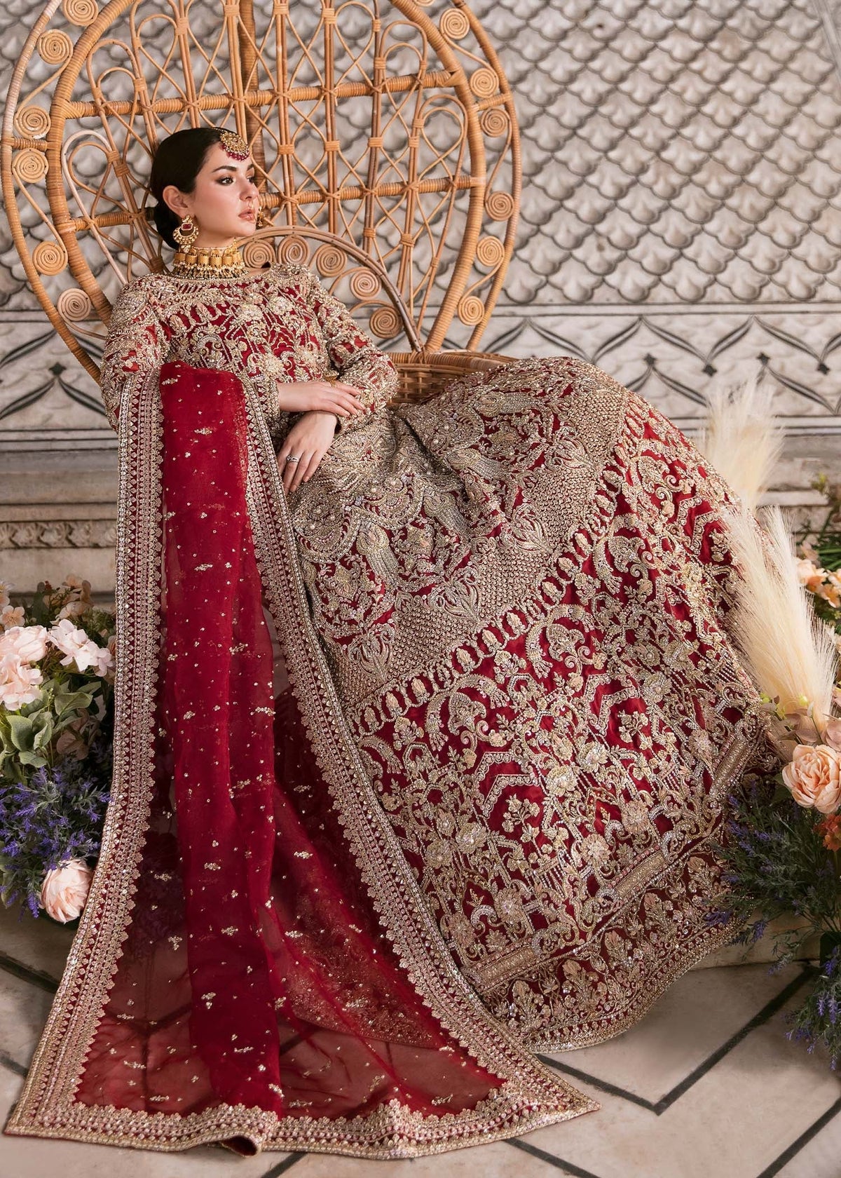 Raania red bridal back view - Kanwal Malik bridal couture