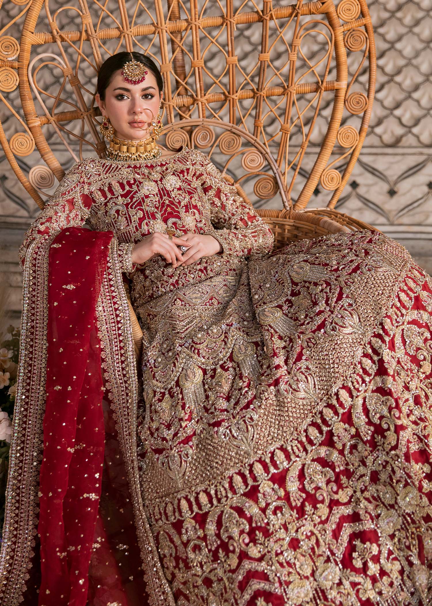 Raania red sitara dabka naqshi embellishment detail - Kanwal Malik bridal couture