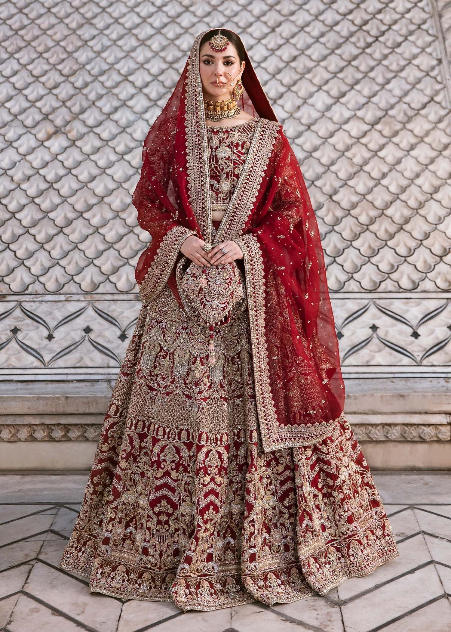 Raania red bridal lehnga choli front view - Kanwal Malik bridal couture