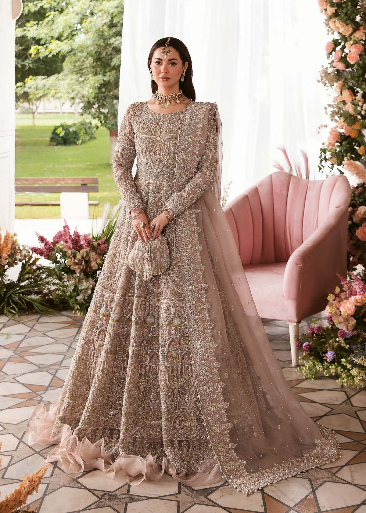 Rameen pink bridal pishwas front view - Kanwal Malik bridal couture
