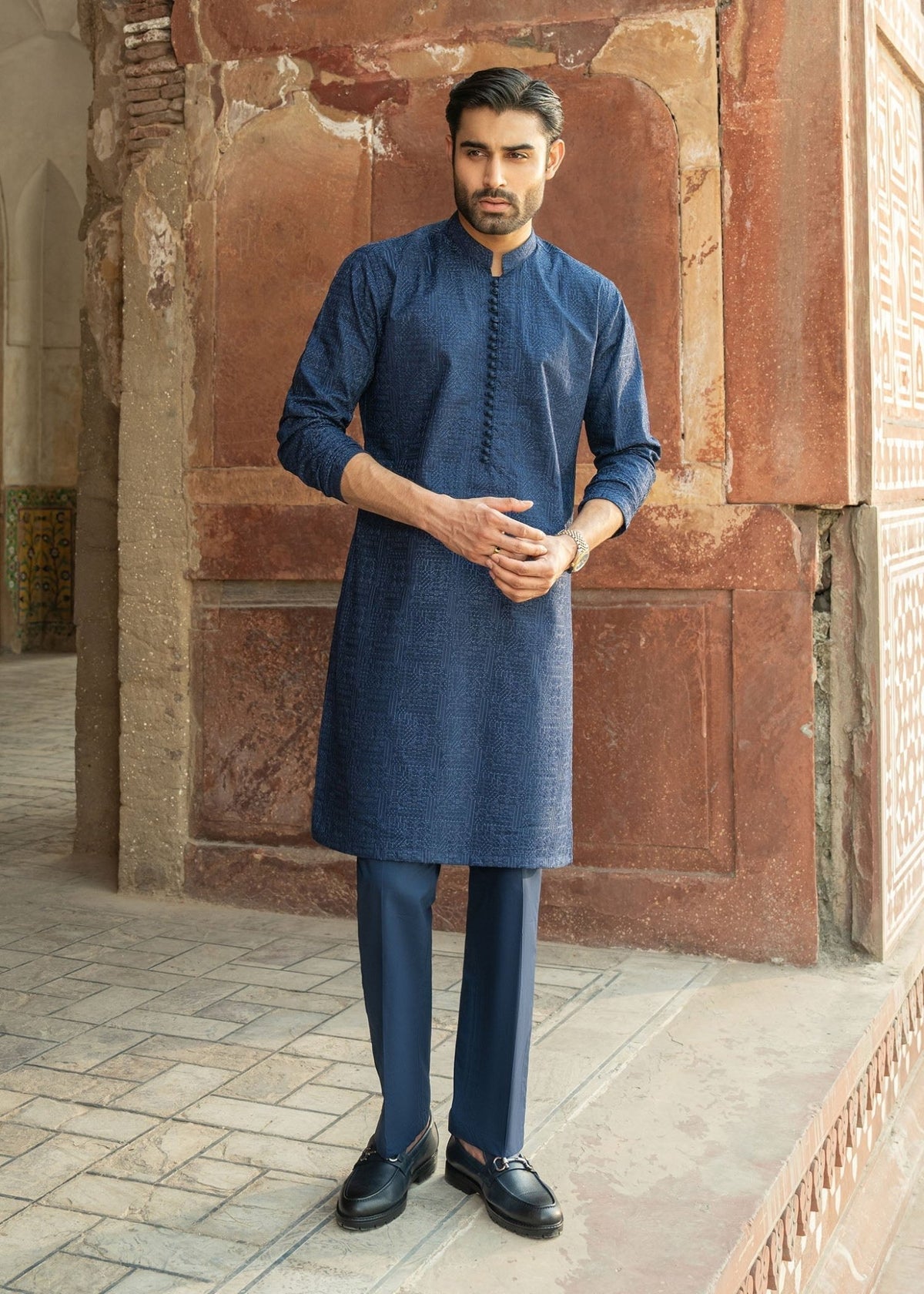 Rameer navy styled look - Kanwal Malik menswear