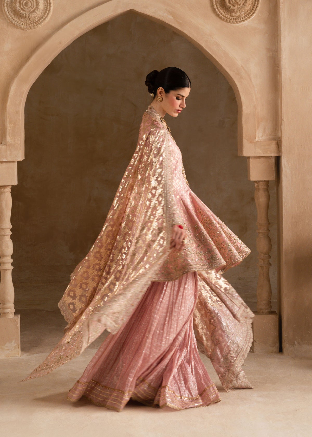 Ramisa tea pink dupatta border embroidery - Kanwal Malik luxury pret