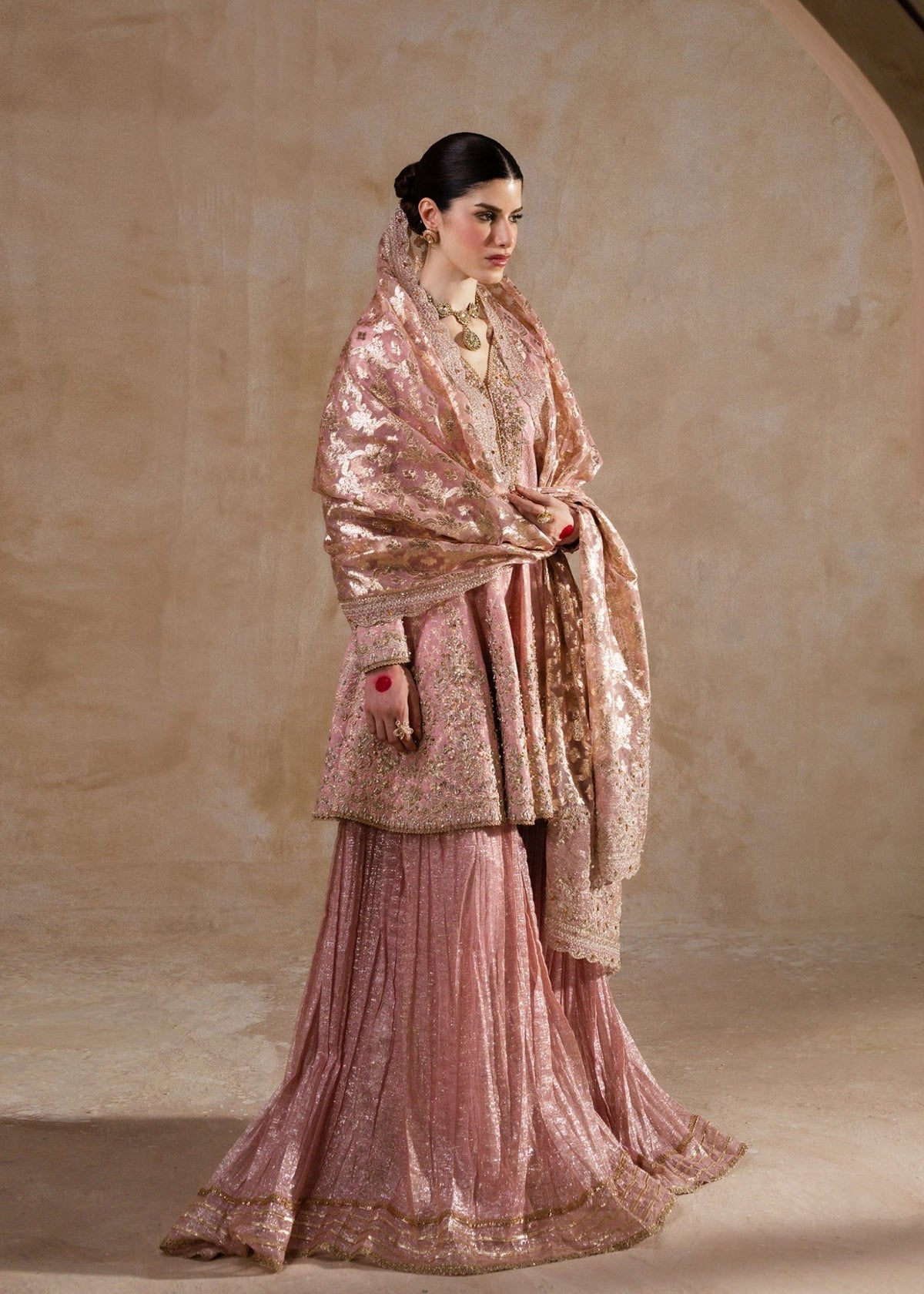 Ramisa tea pink peplum back view - Kanwal Malik luxury pret Pakistan