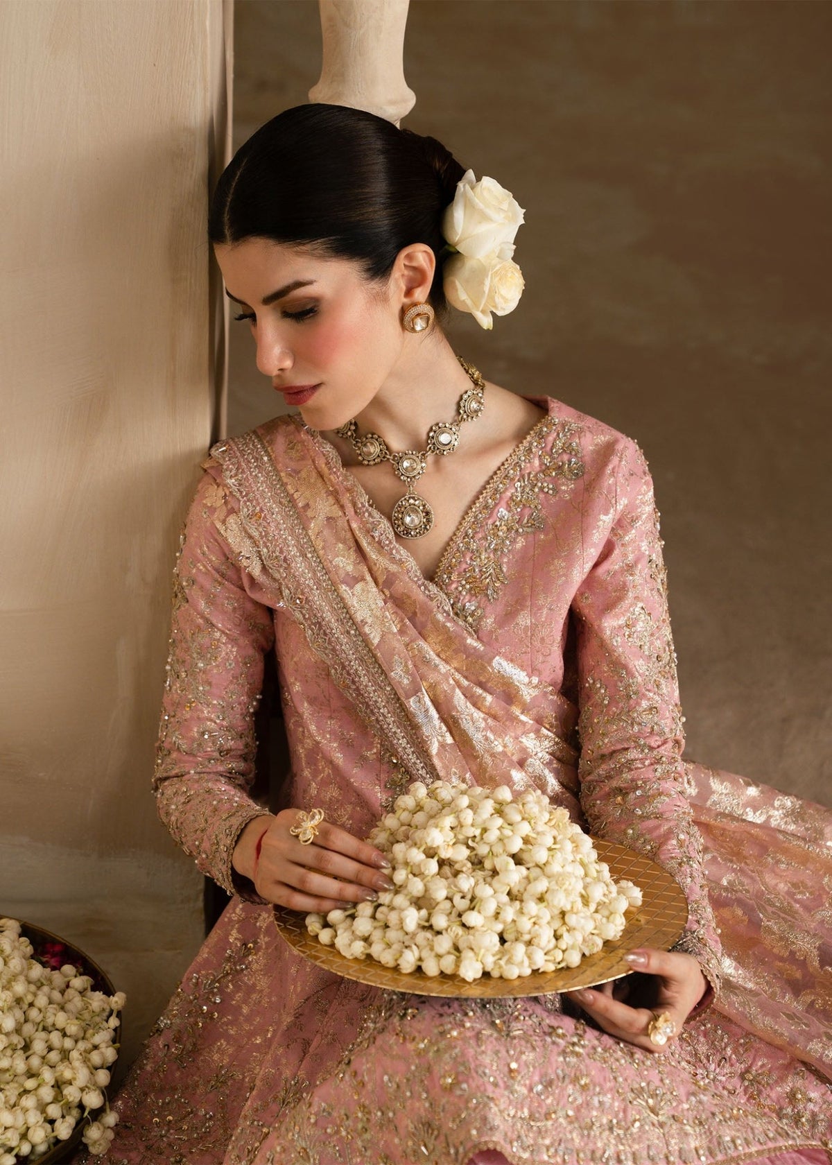 Ramisa tea pink peplum complete look - Kanwal Malik Pakistani luxury wear