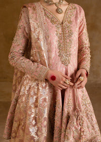 Ramisa tea pink peplum embroidered neckline detail - Kanwal Malik Shehnai Luxury Pret'26
