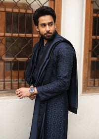 Ranjha navy blue back view - Kanwal Malik menswear