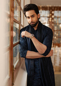 Ranjha navy blue shalwar detail - Kanwal Malik menswear