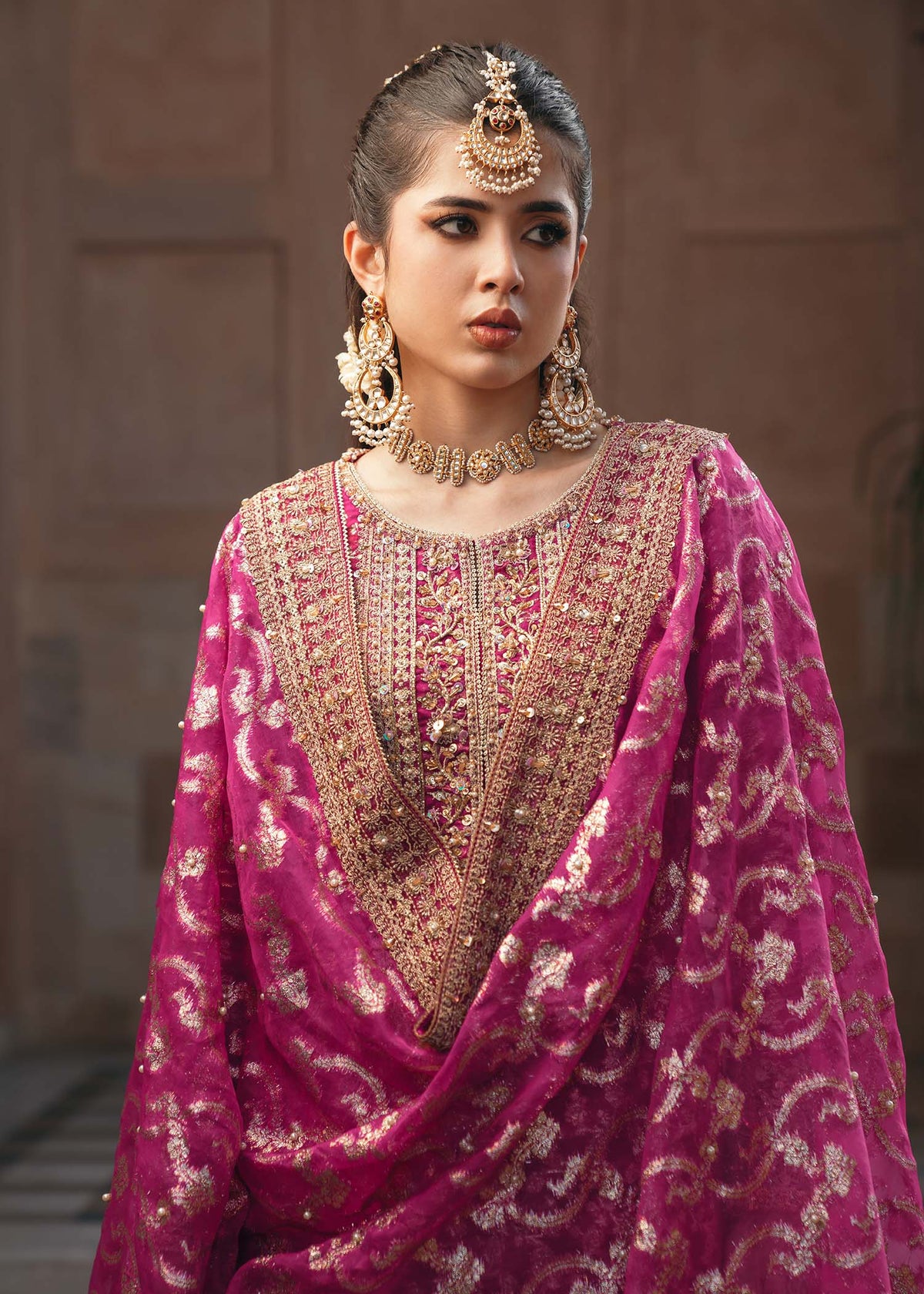 Rano shocking pink ensemble styled look - Kanwal Malik