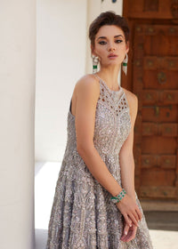 Ravina grey silver bodice embellishment detail - Kanwal Malik bridal couture