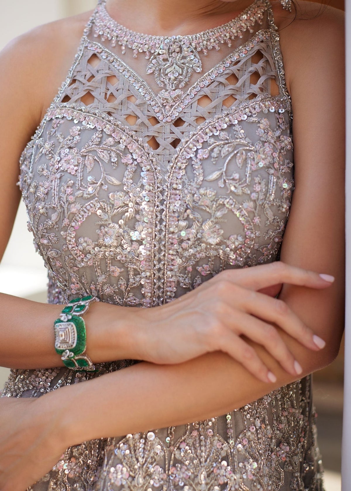 Ravina grey bridal full ensemble view - Kanwal Malik bridal couture