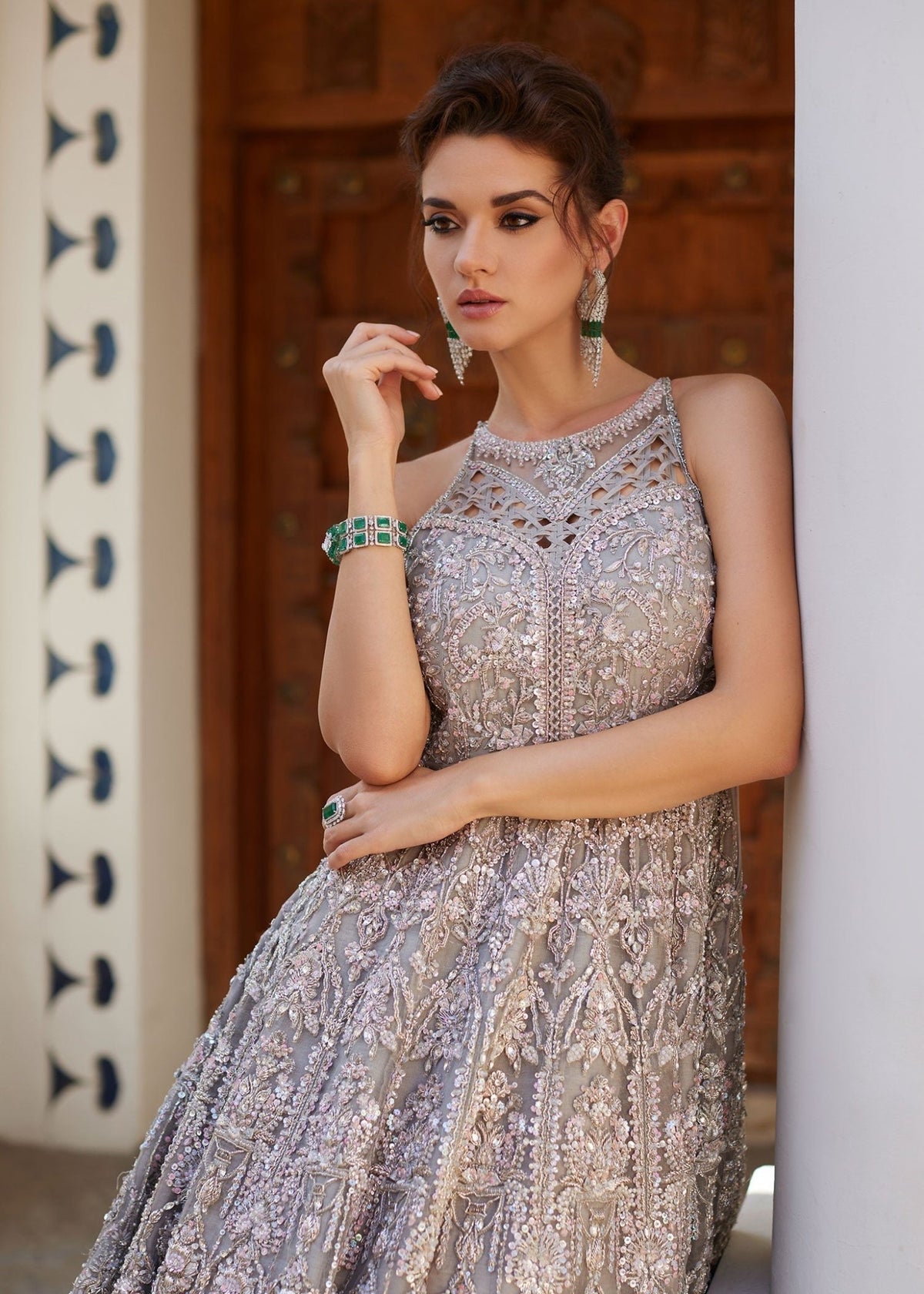 Ravina grey bridal side view - Kanwal Malik bridal couture