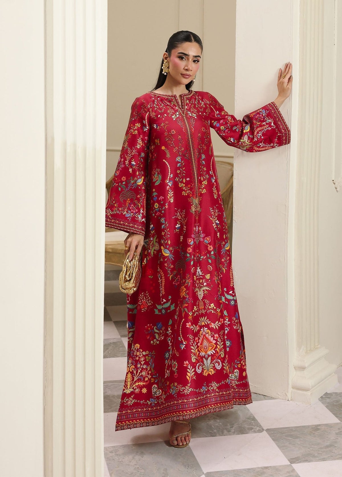 Rhea red kaftan complete look - Kanwal Malik