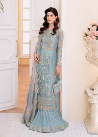 Rimel ice blue crushed pants detail - Kanwal Malik