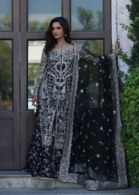 Rina black jacket dress front view - Kanwal Malik luxury pret