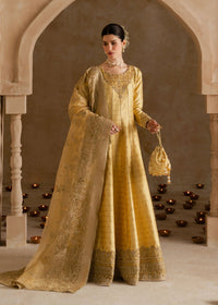 Roohi butter yellow tissue silk pishwas front view - Kanwal Malik Shehnai Luxury Pret'26
