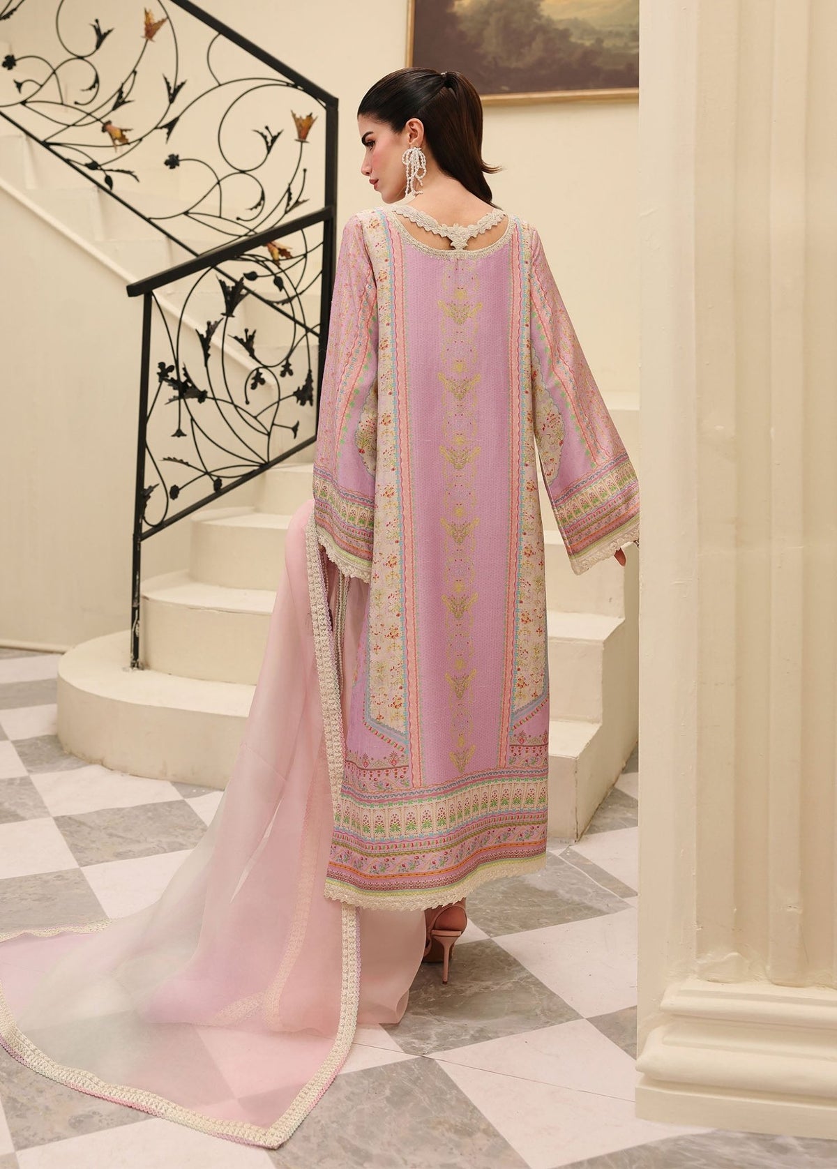 Roselle lilac back view - Kanwal Malik luxe silk