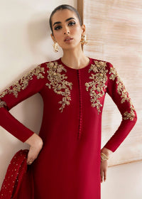 Rosina red hand-embellished neckline detail - Kanwal Malik luxury pret