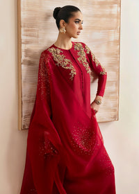 Rosina red cigarette pants detail - Kanwal Malik luxury pret