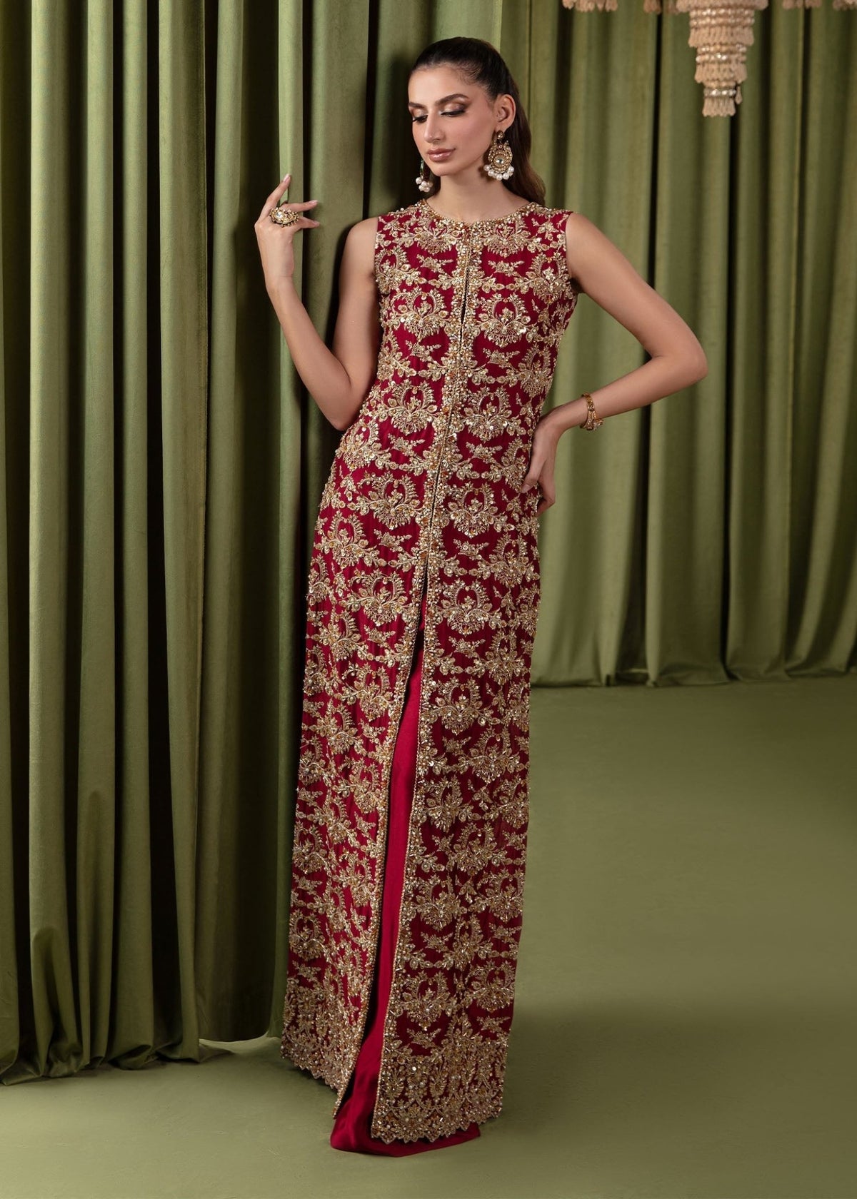 Ruby red back view - Kanwal Malik luxury pret