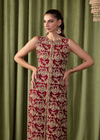 Ruby red tissue silk pants detail - Kanwal Malik luxury pret
