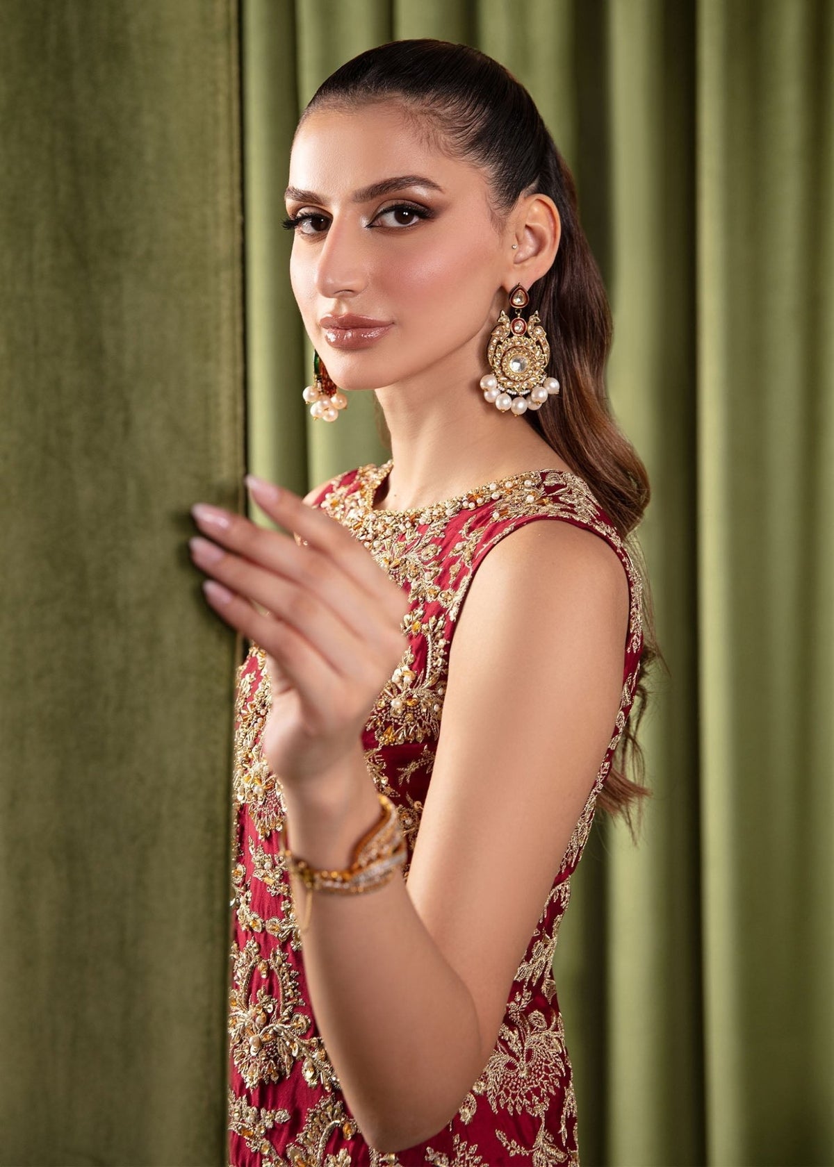 Ruby red styled look - Kanwal Malik luxury pret