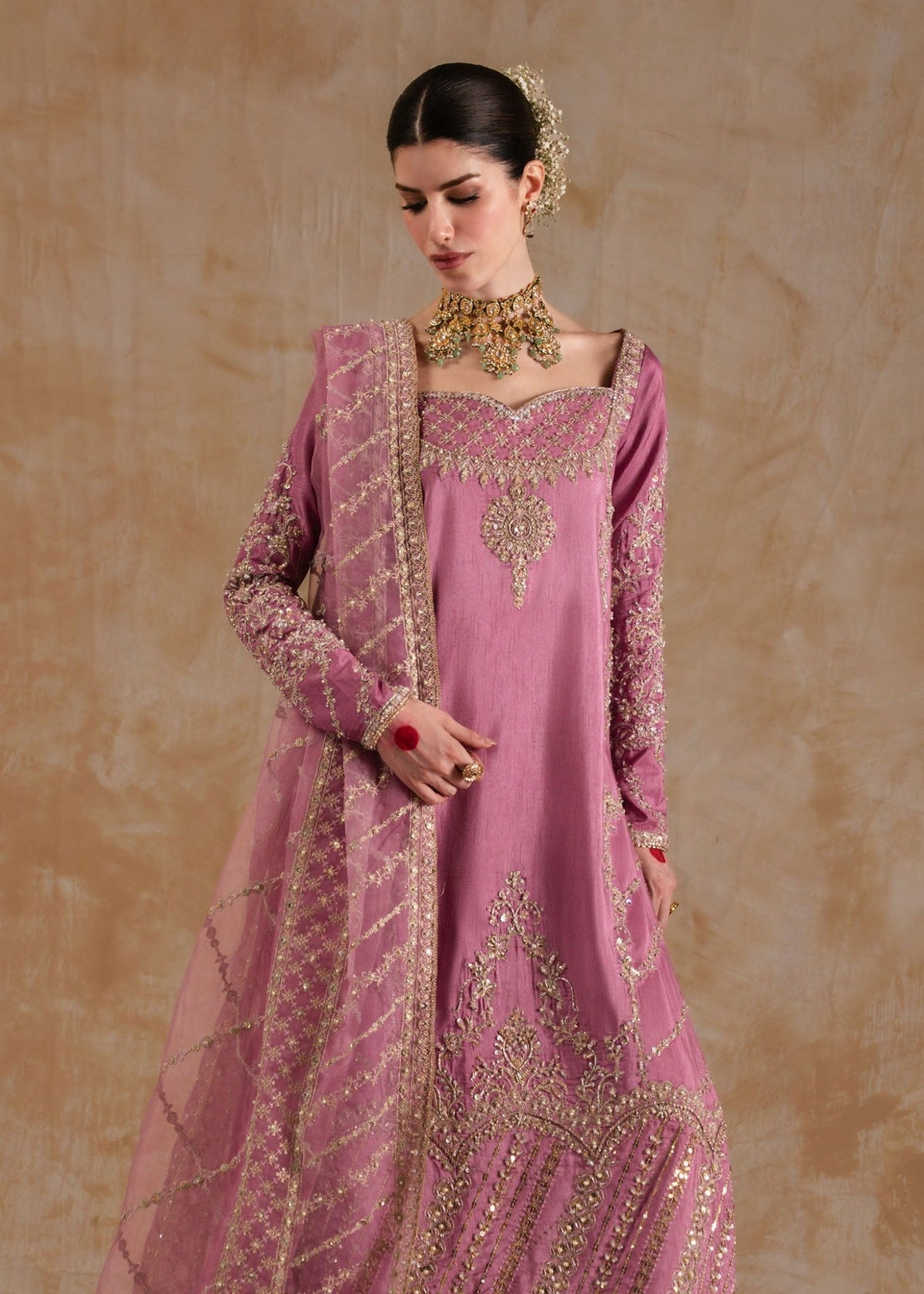 Saliha lilac ensemble back view - Kanwal Malik luxury pret Pakistan