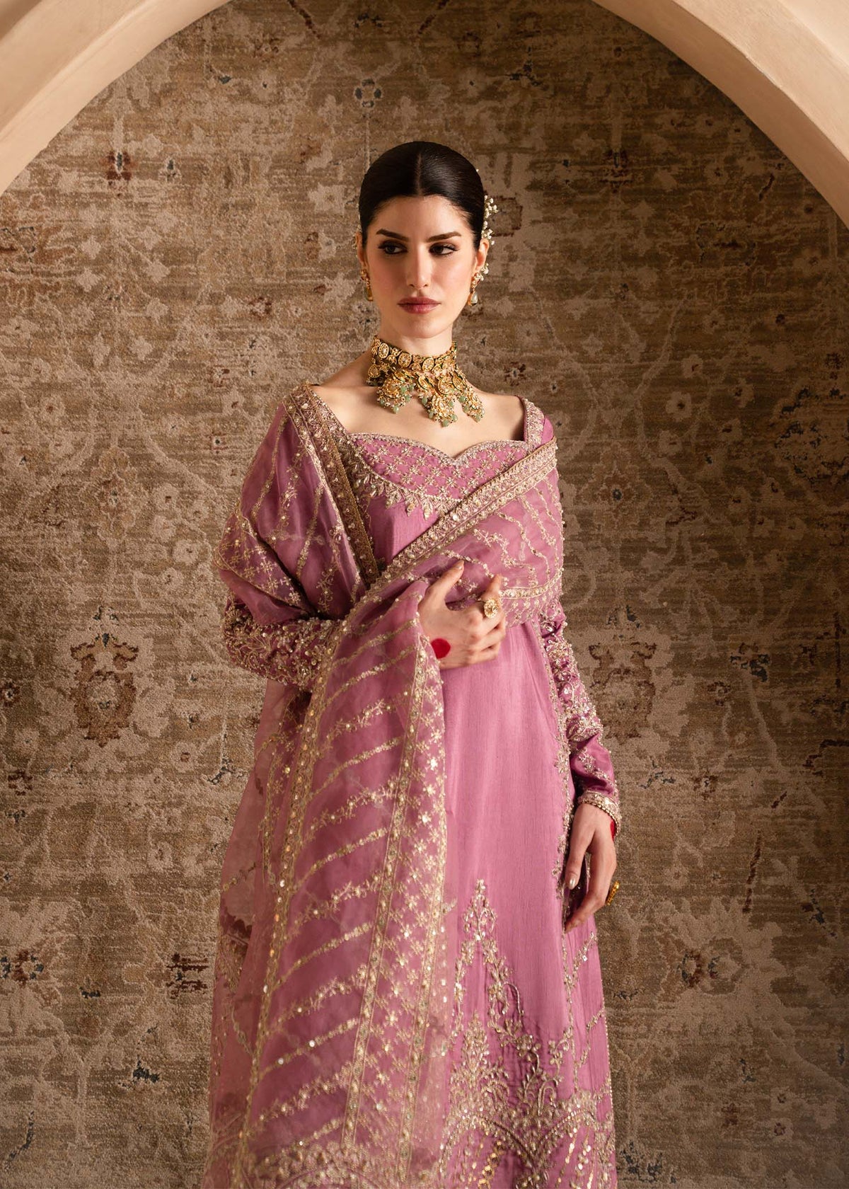 Saliha lilac ensemble styled look - Kanwal Malik Pakistani designer wear