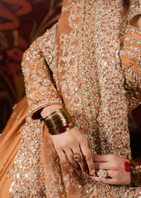 Samira peach pashwas full ensemble side view - Kanwal Malik luxury pret
