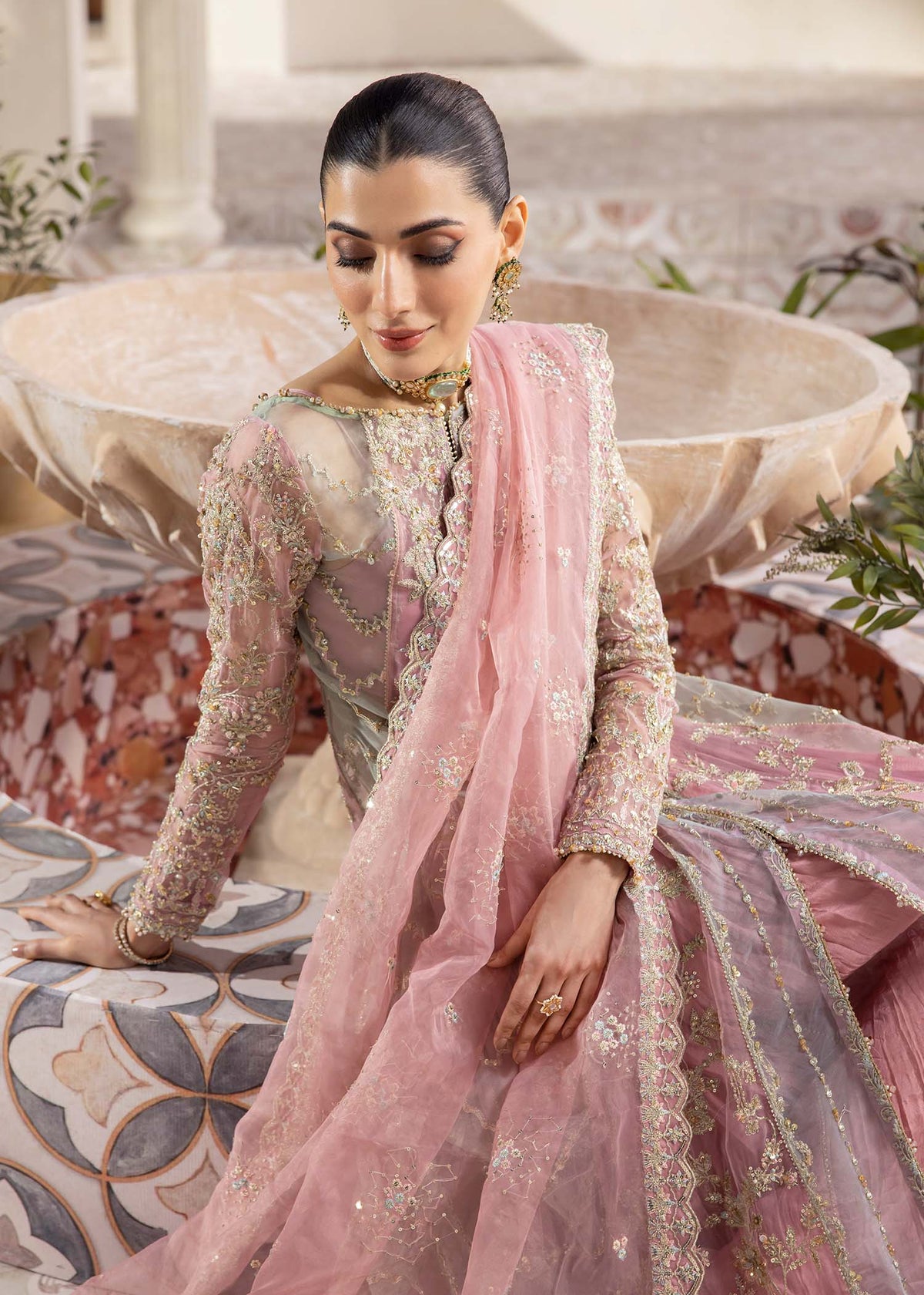 Sanya pink crushed trouser detail - Kanwal Malik