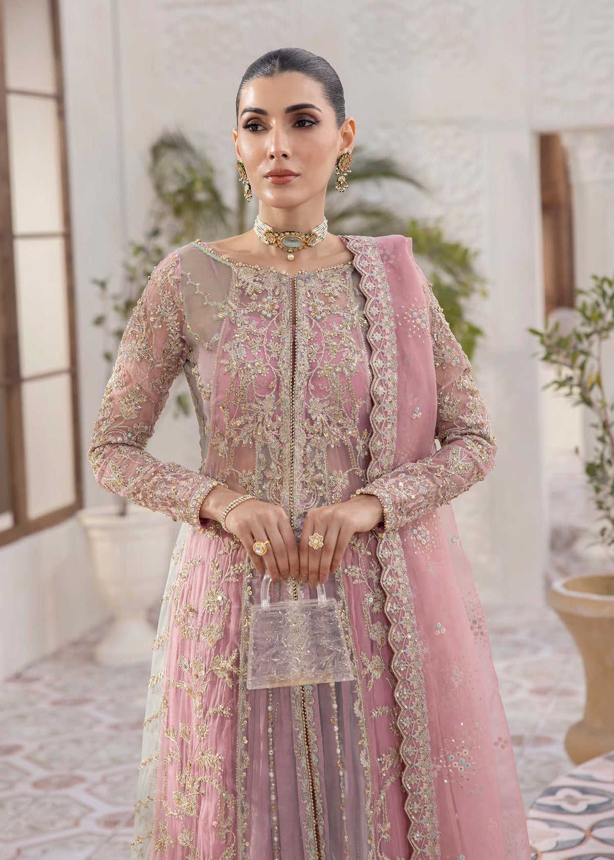 Sanya pink embroidery detail - Kanwal Malik