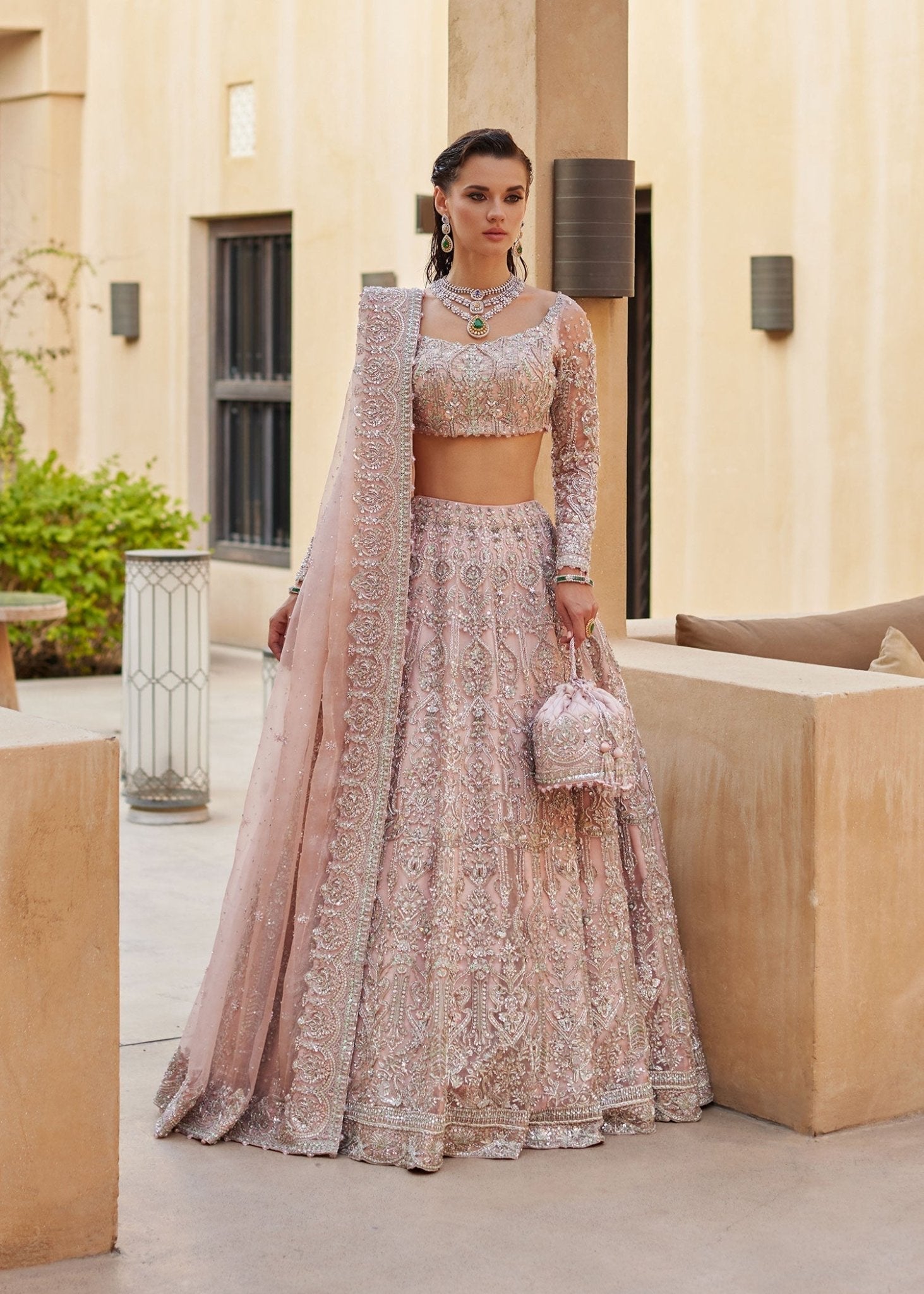 Sasha pink bridal lehenga choli front view - Kanwal Malik bridal couture