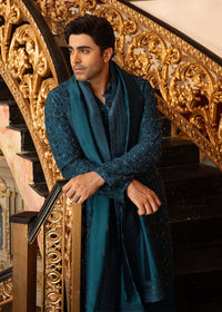 Shahan teal styled look - Kanwal Malik menswear