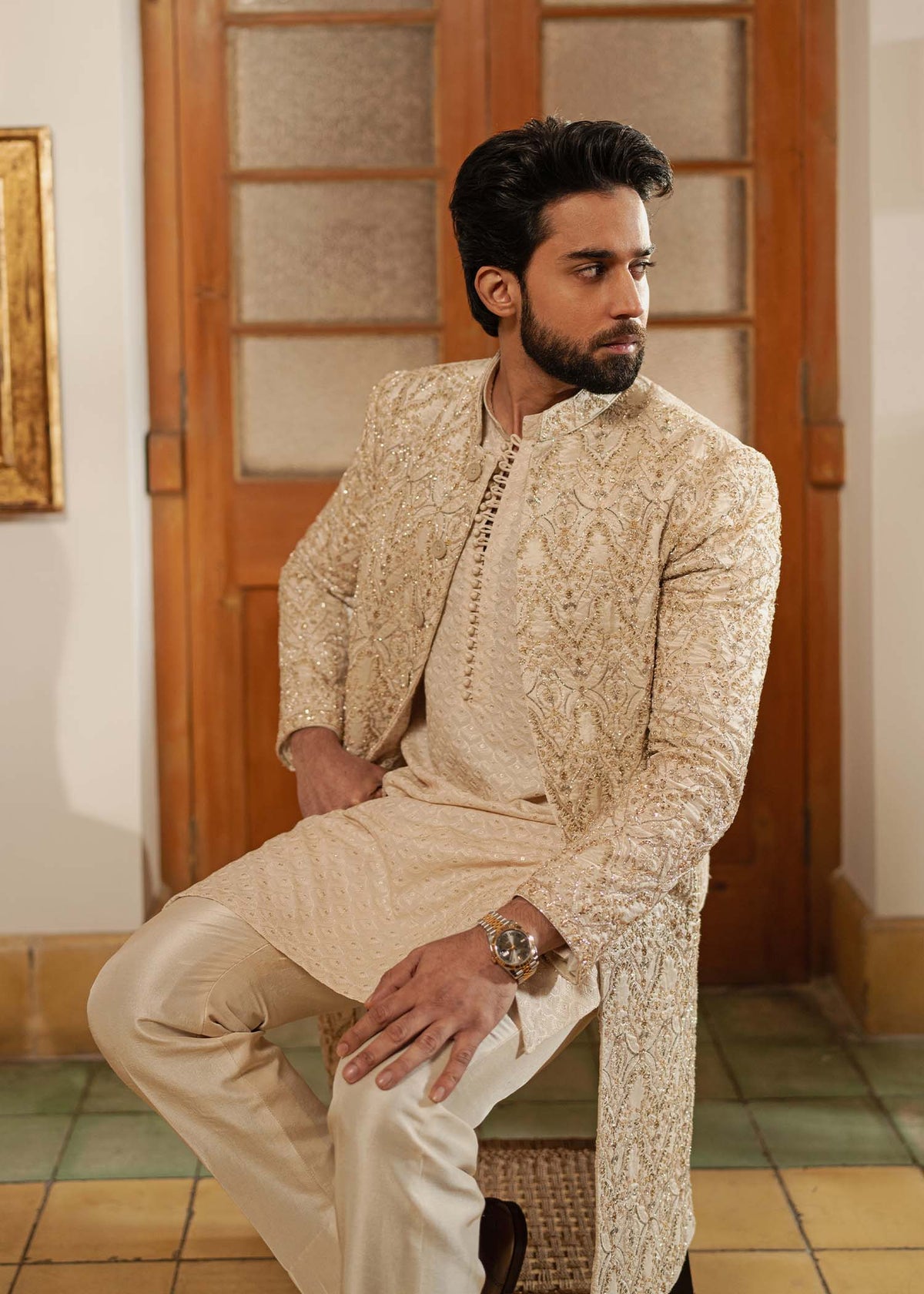 Shams off white back view - Kanwal Malik menswear