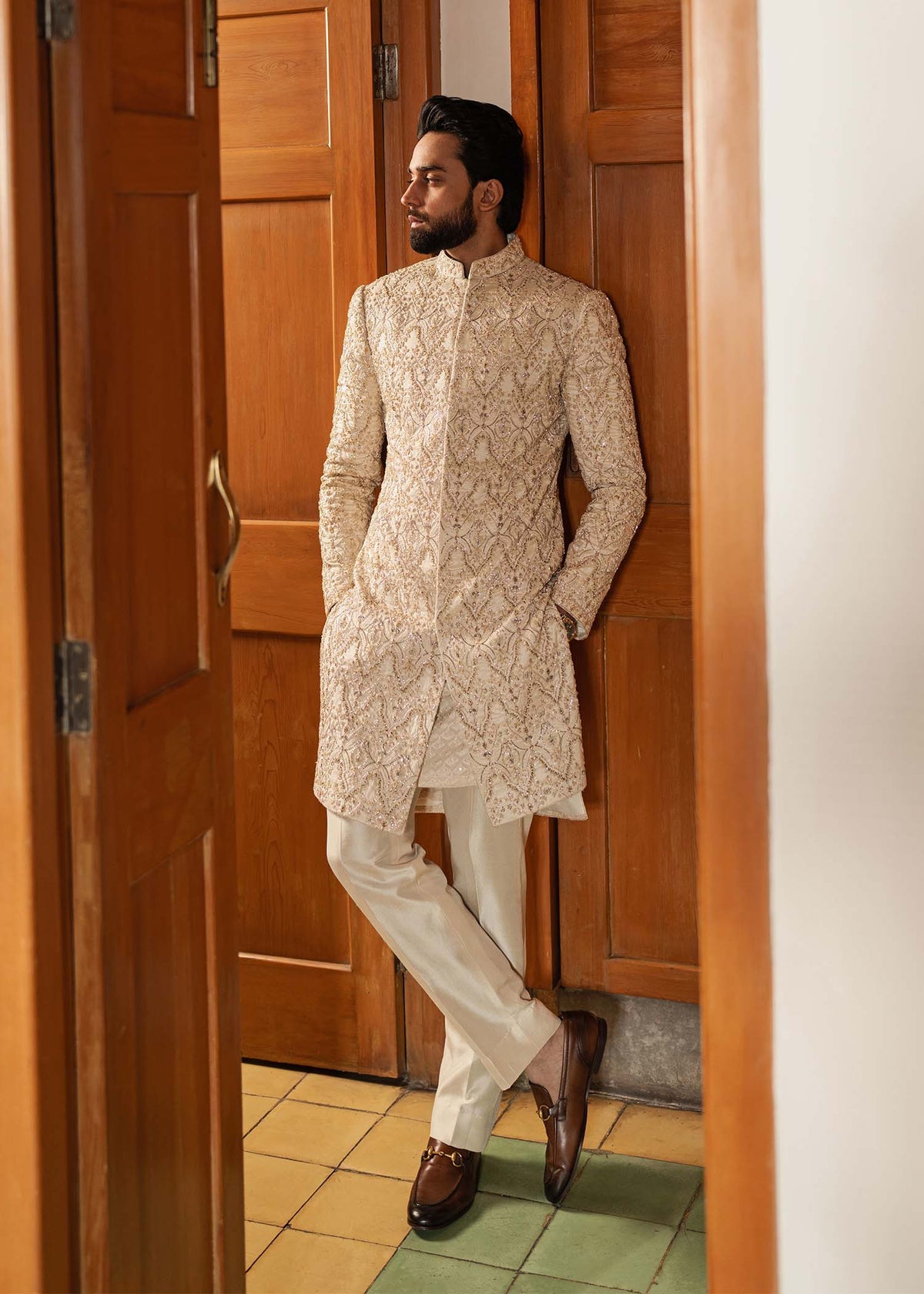 Shams off white complete look - Kanwal Malik menswear
