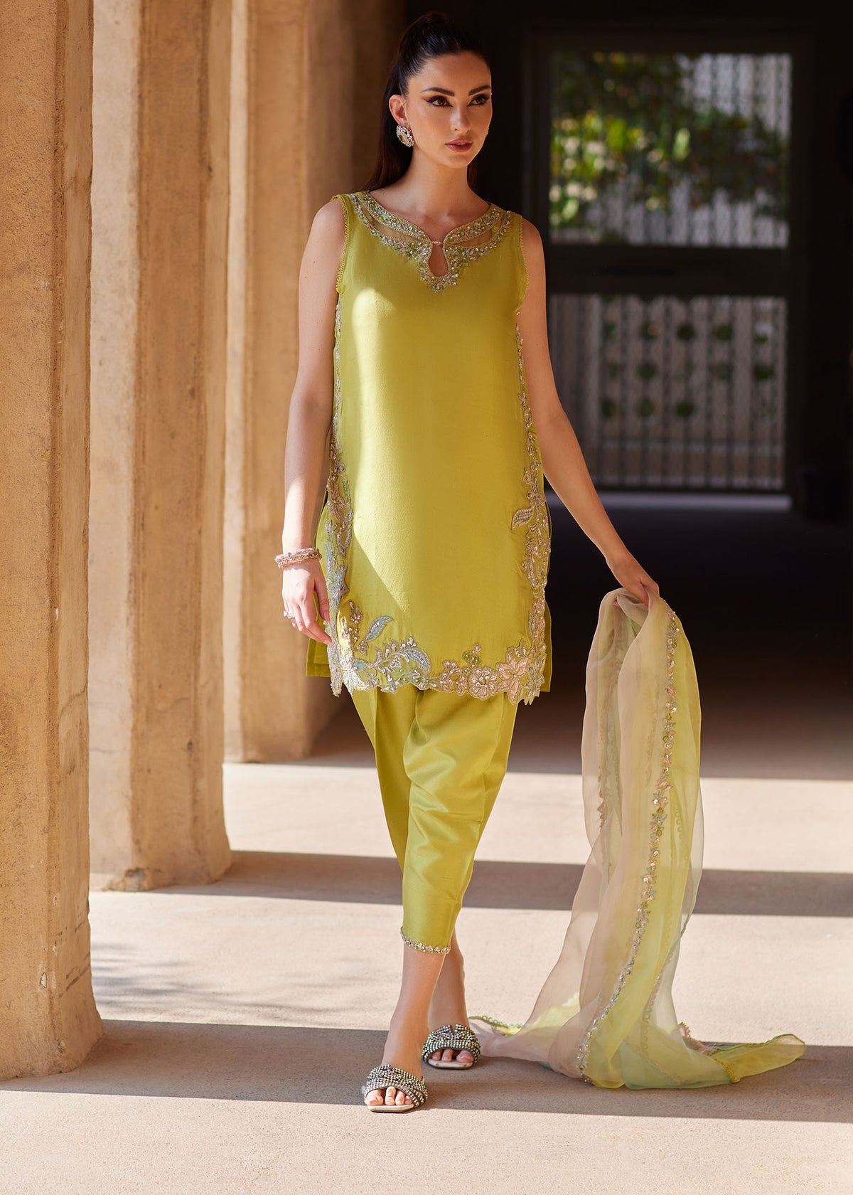 Sia parrot green complete look - Kanwal Malik