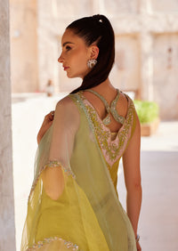 Sia parrot green Ada embellishment neckline detail - Kanwal Malik