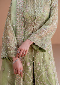 Sila lime green flared pants lace detail - Kanwal Malik