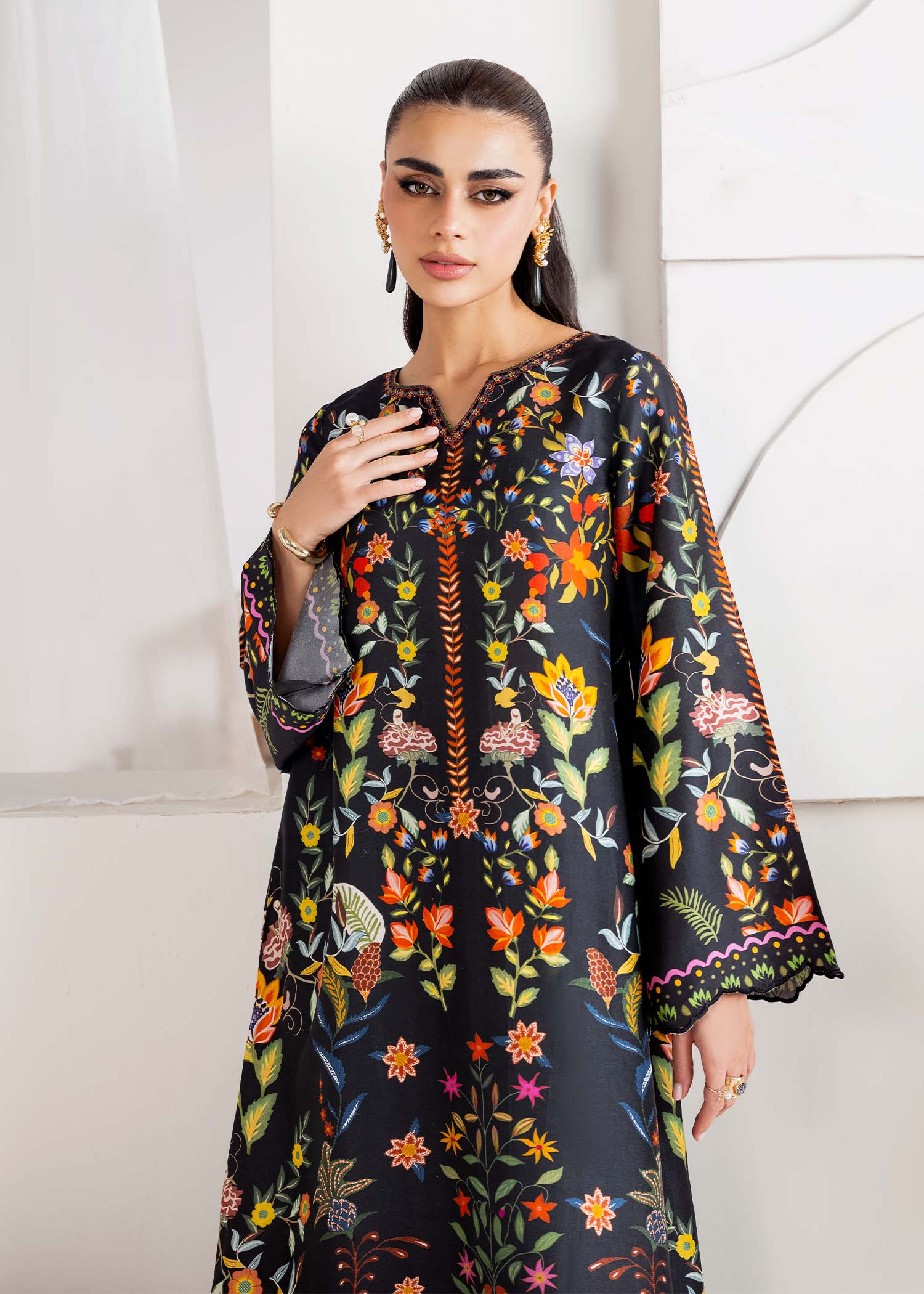 Sovana black floral motif detail - Kanwal Malik