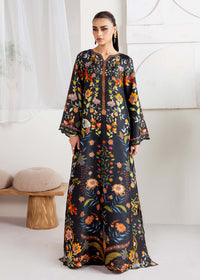 Sovana black silk kaftan front view - Kanwal Malik