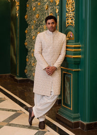 Tameer ivory kurta detail - Kanwal Malik menswear