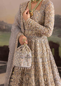 Tania grey hand-embellished border detail - Kanwal Malik bridal couture