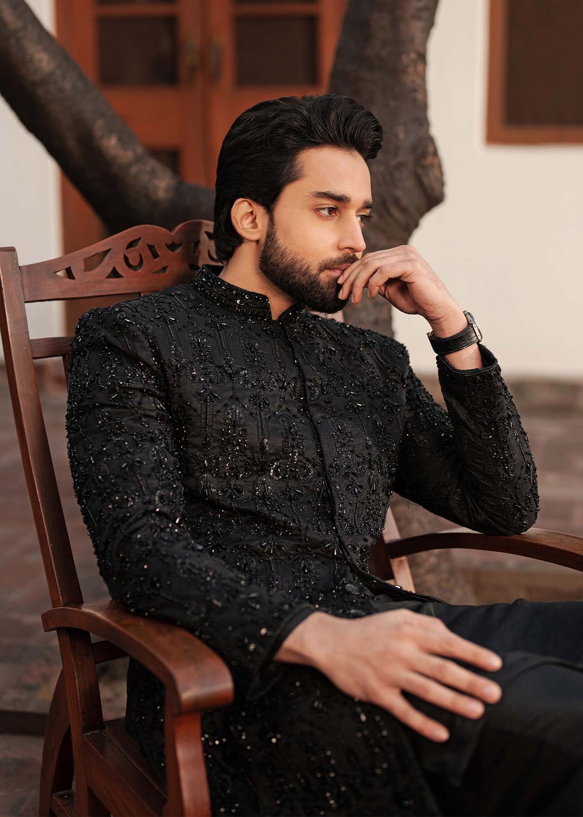 Taseer black complete look - Kanwal Malik menswear