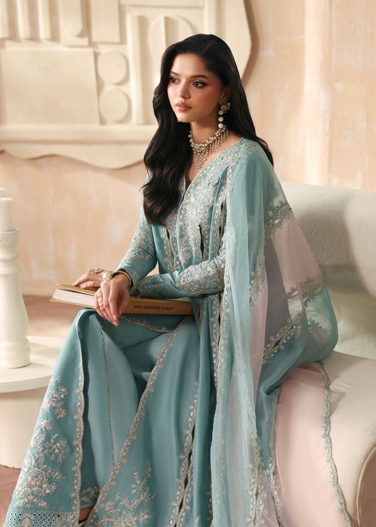 Triana powder blue back view - Kanwal Malik